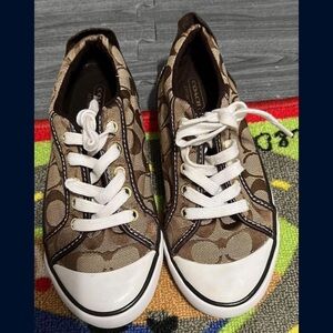 Coach Kids' Tan and White Sneakers